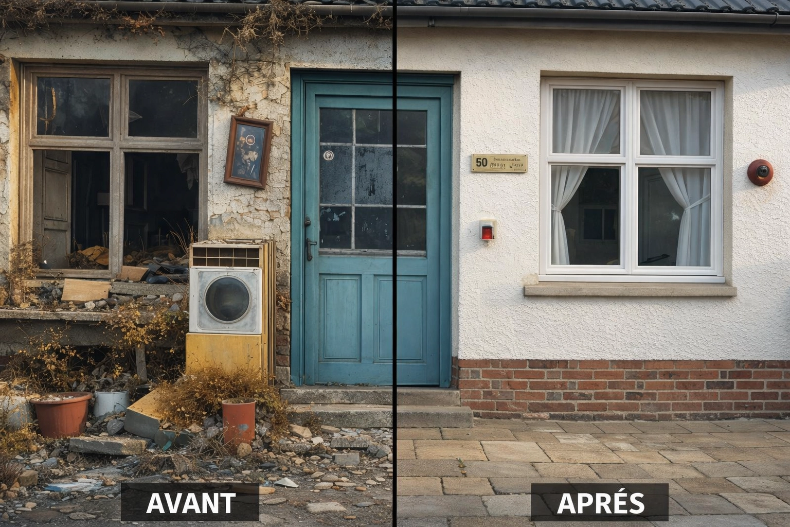 Avant après remise en état d’un logement syndrome de Diogène