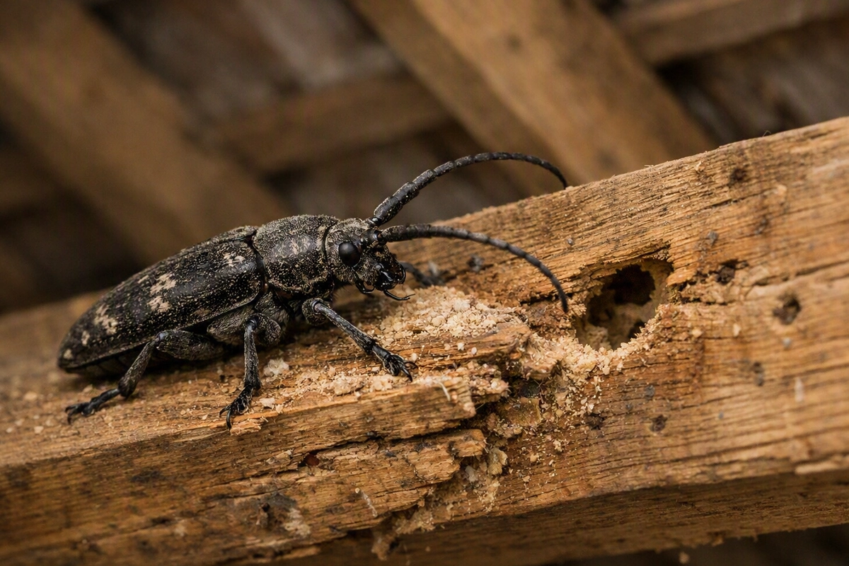 Capricorne des maisons responsable de dégradations dans le bois