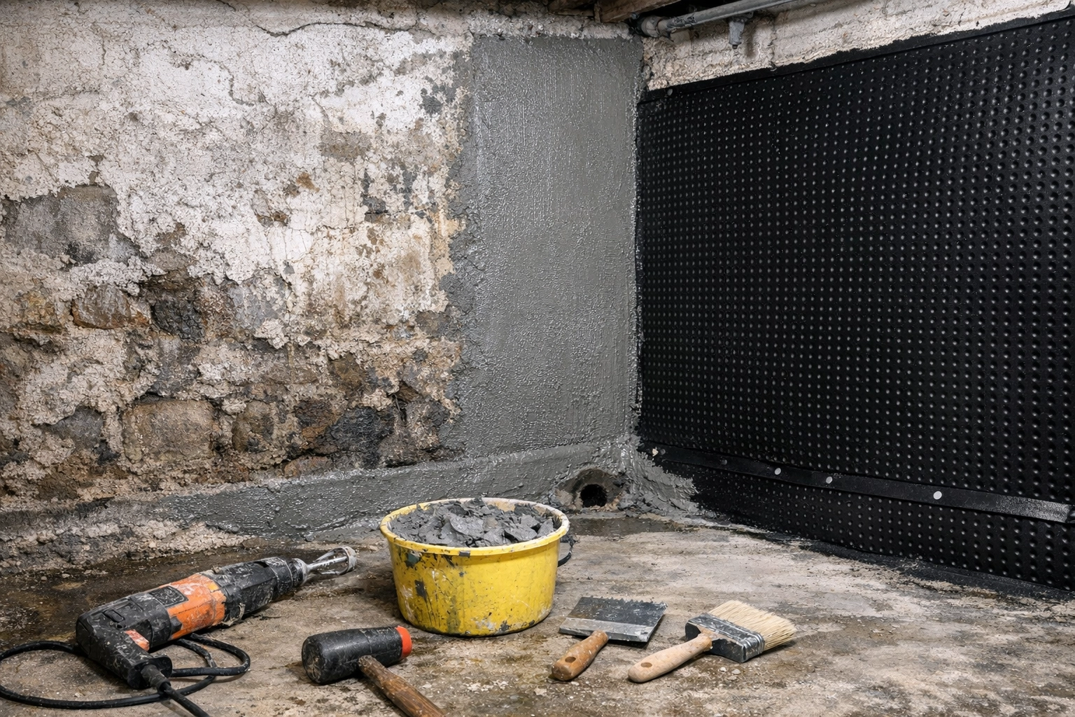 cuvelage assèchement murs sous sol infiltration