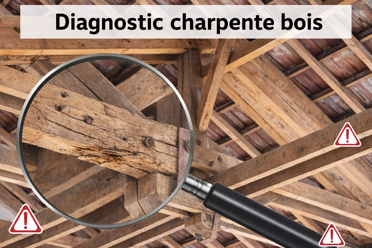 Diagnostic de charpente bois professionnel pour détecter les insectes xylophages et les dégâts
