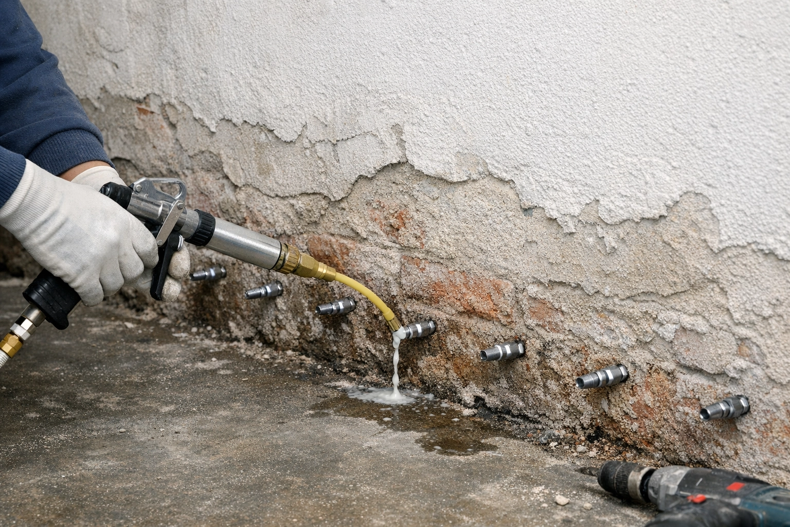 injection résine assèchement des murs traitement humidité