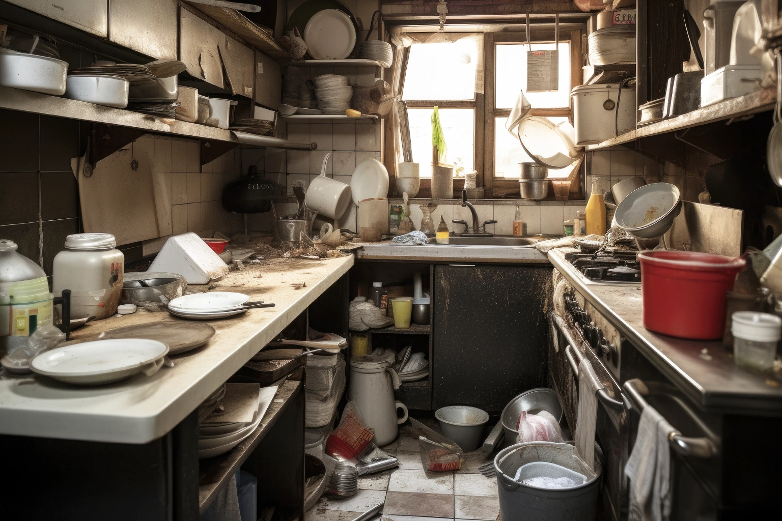 Appartement encombré touché par le syndrome de Diogène avec accumulation d’objets
