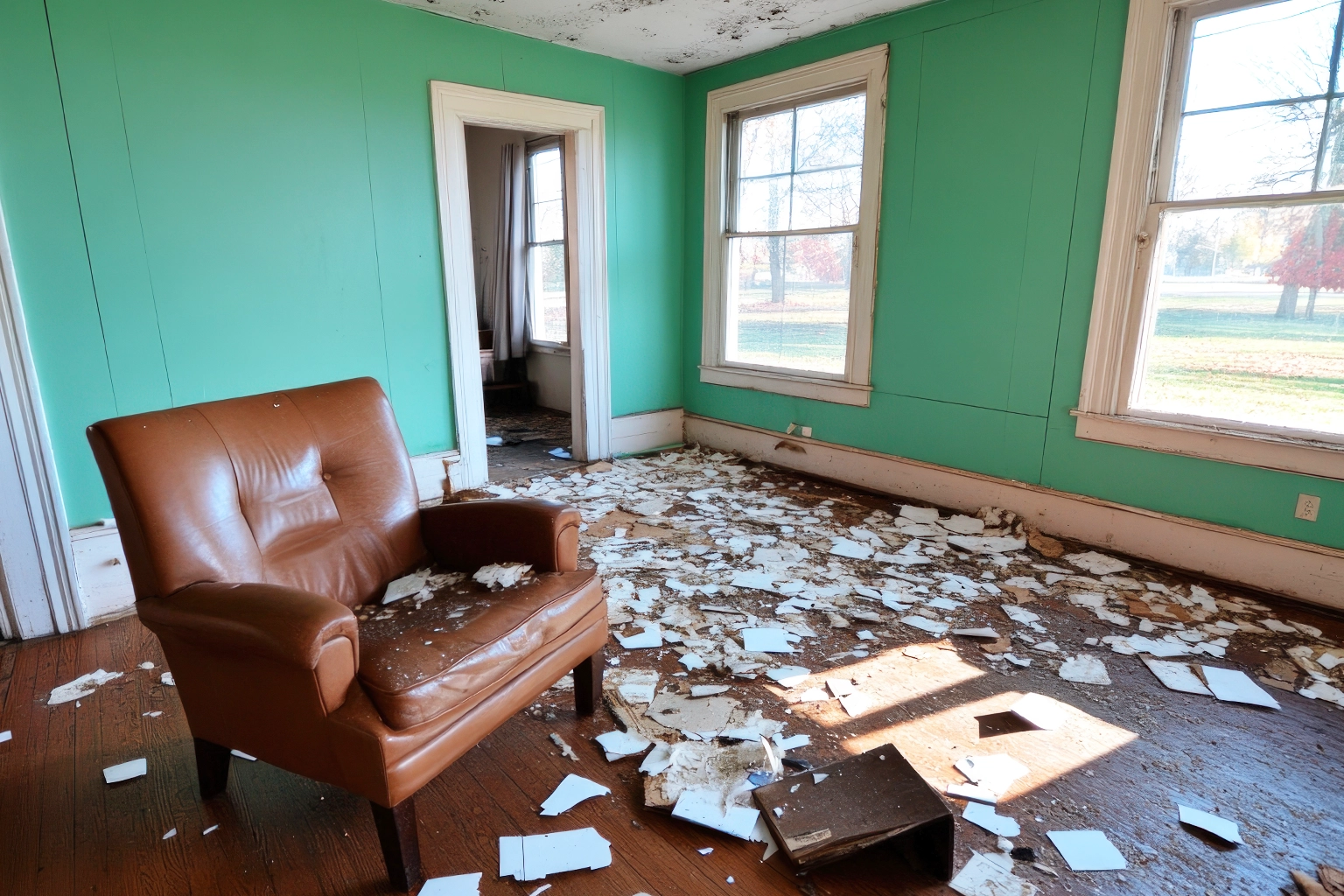 Maison insalubre avec déchets et encombrement liés au syndrome de Diogène