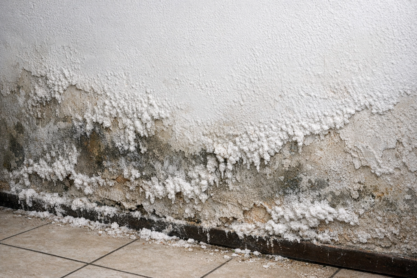 mur humide salpêtre remontées capillaires maison