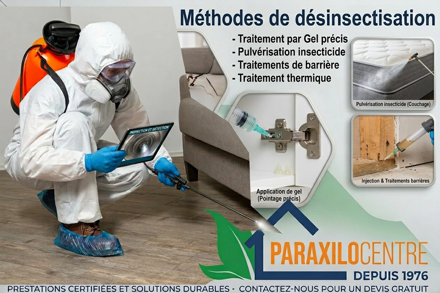 Technicien PARAXILOCENTRE installant un dispositif de dératisation sécurisé